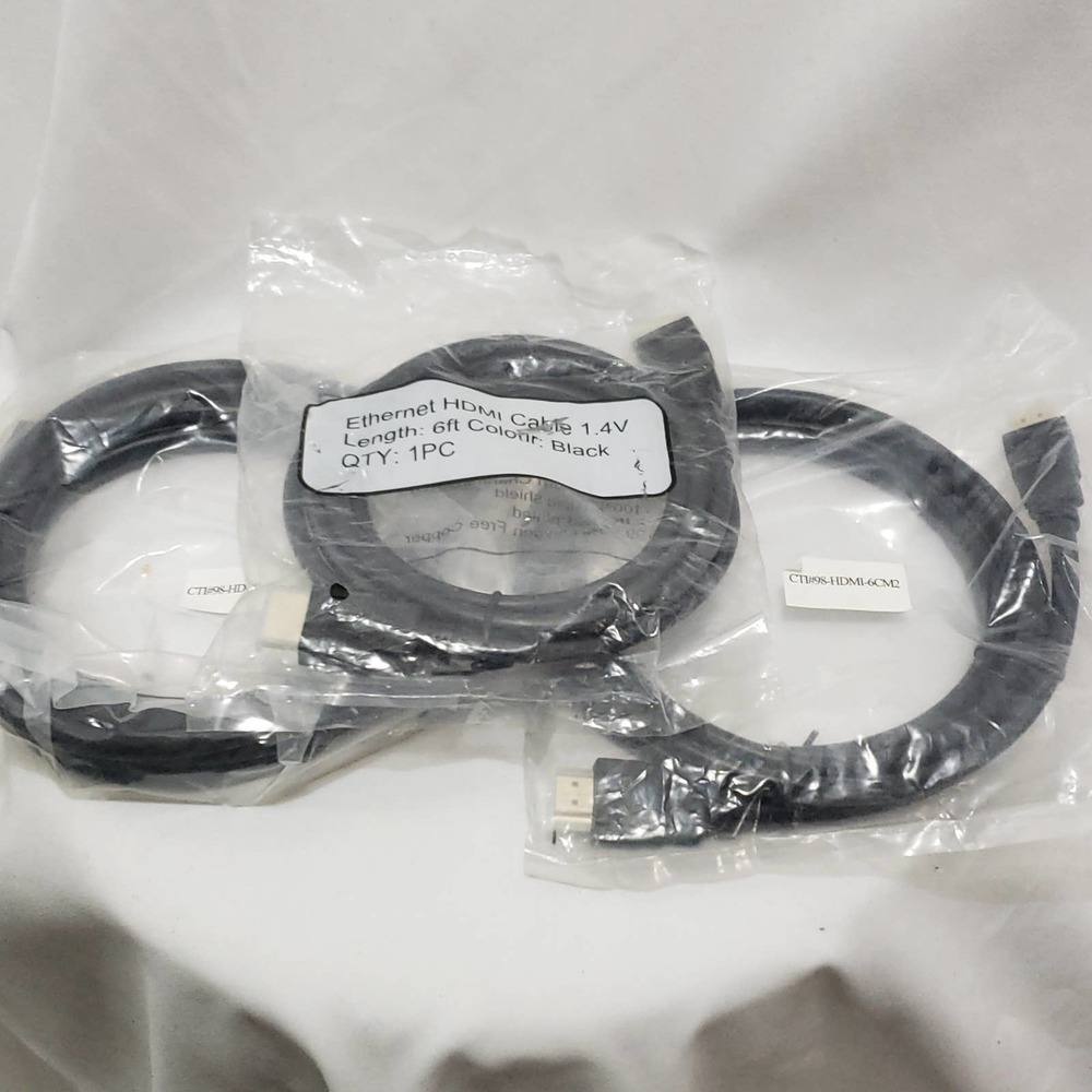 Black Ethernet Cables 6ft 1.4V (3 Pack) Brand New